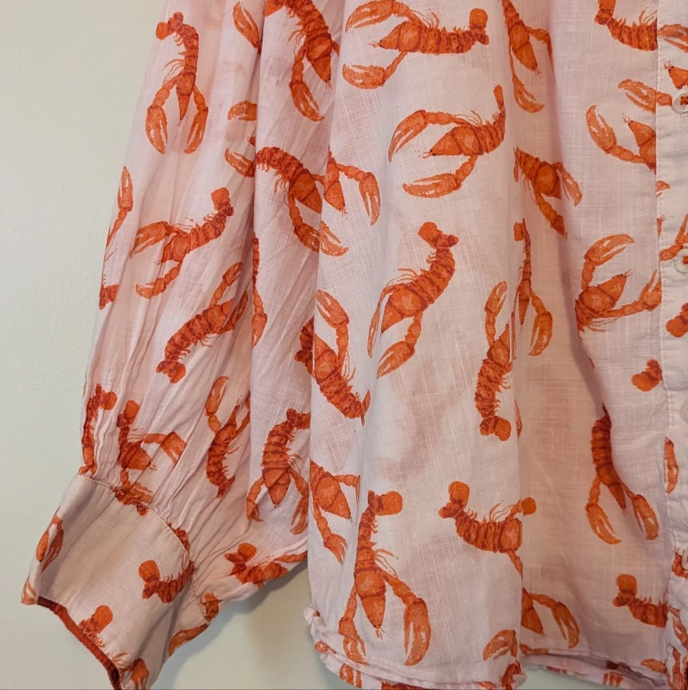 Maeve Anthropologie Lobster Button Up Shirt - Picture 4 of 7